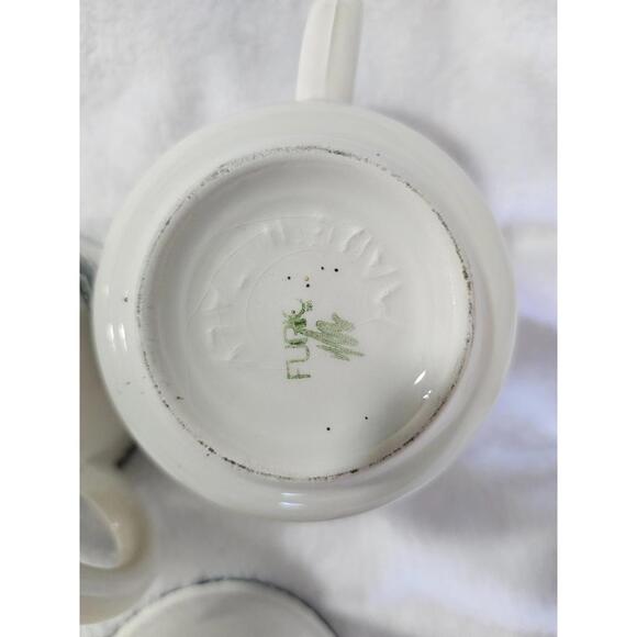 (Set of 3) Vintage Furio Coffee Mug Cup Christmas Sponged Trees Italy White 4" - Picture 9 of 9